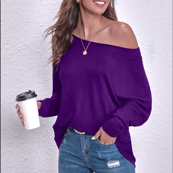 Tops - Purple Tunic Top / On or Off Shoulder